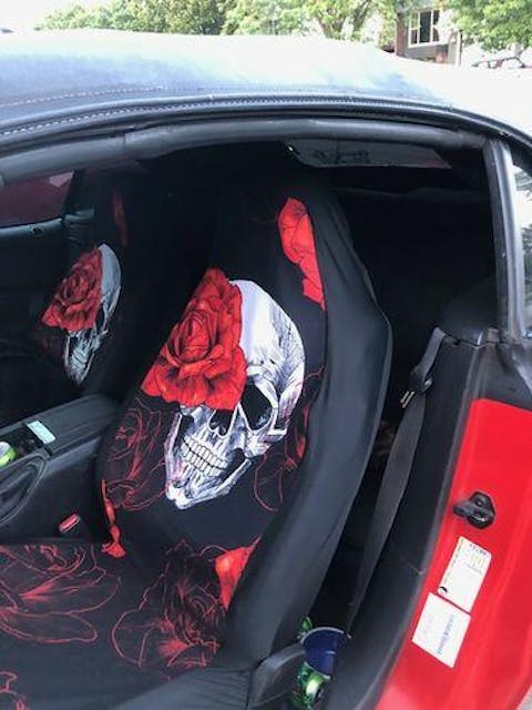 Red Flower Skull Car Seat Covers