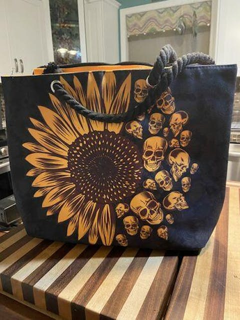 Sunflower Skulls Shoulder Beach Bag