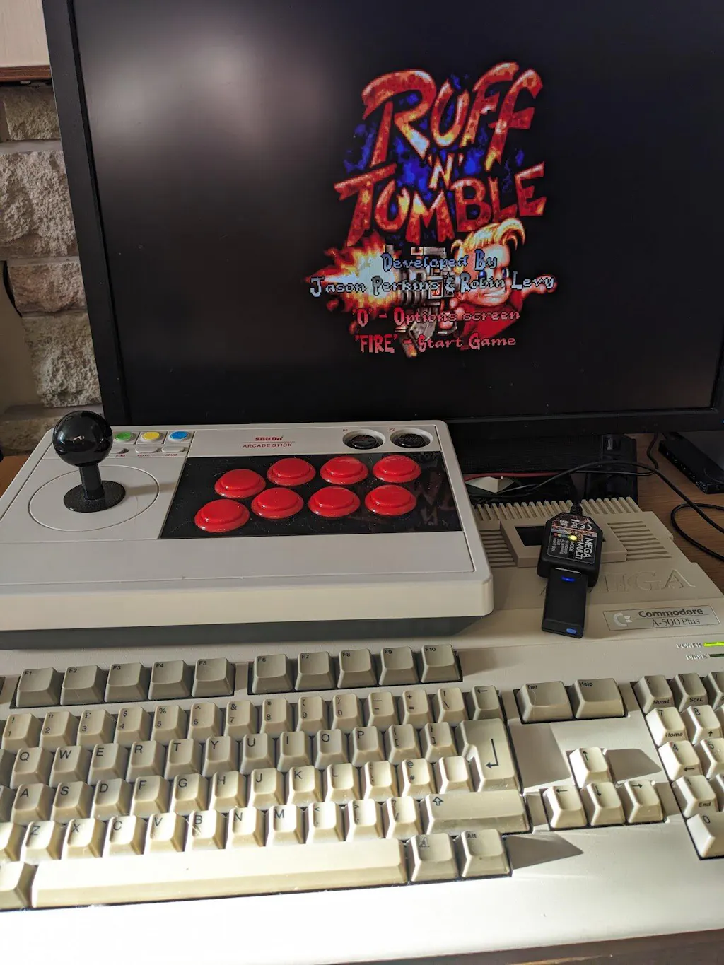 ArcadeR Joystick estándar de 9 pines compatible con Atari, Commodore, Sega, etc., Colores:verde