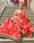 Beautiful Maroon Floral Printed Organza Wedding Lehenga Choli