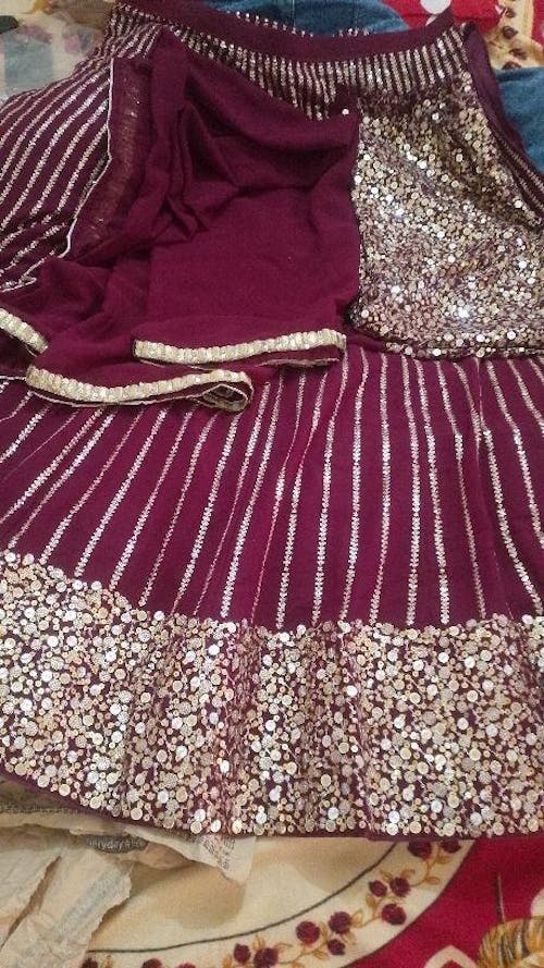 Dazzling Magenta Sequins Georgette Engagement Wear Lehenga Choli