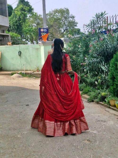 Astonishing Red Zari Weaving Chanderi Wedding Lehenga Choli