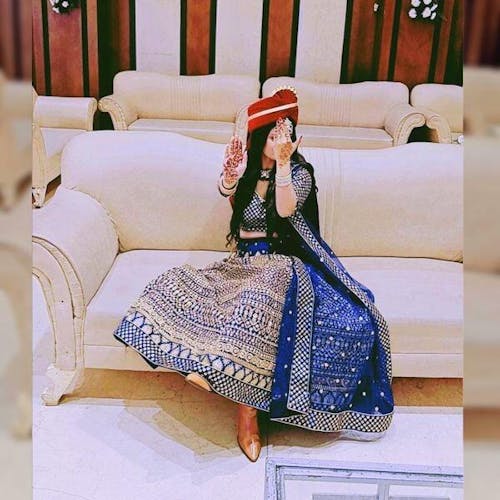 Adorable Navy Blue Sequins Raw Silk Lehenga Choli With Dupatta