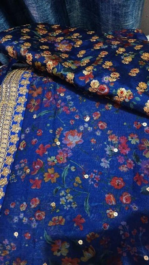 Beautiful Blue Digital Printed Organza Reception Wear Lehenga Choli