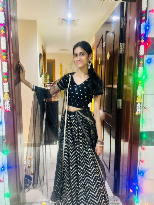 Adorable Black Zari Embroidered Georgette Event Wear Lehenga Choli