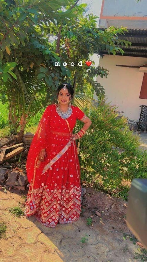 Lovely Red Sequins Georgette Engagement Wear Lehenga Choli