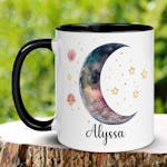 Personalized Moon Mug, Celestial Moon, Moon and Stars Coffee Mug Boho Moon Stars 516