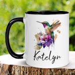Personalized Hummingbird Mug, Bird Mug, Personalized Gift Flower Mug 0617