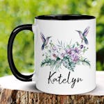 Humming Bird Mug, Personalized Gift, Orchid Wild Flower Mug 616