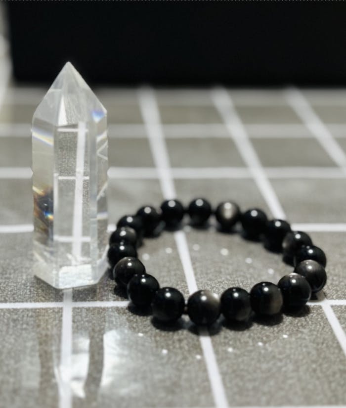 Silver Obsidian Bracelet 10mm (16cm)