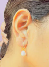 Diamond Pearl Huggie Hoop Earrings