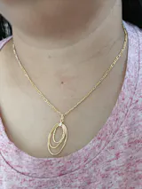 Gold Layered Oval Pendant Necklace