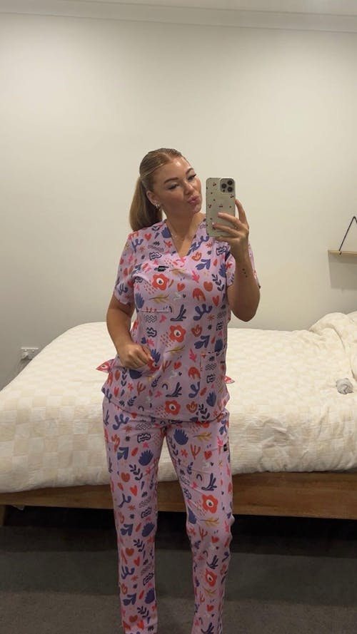 Boho Lavender Scrub Set