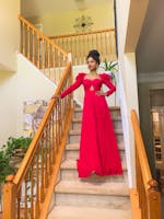 Cherry Red Twisted Cutout Jumpsuit With Dramatic One Shoulder Sleeve