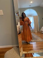 Rust Orange Bandhani Crop Top and Skirt