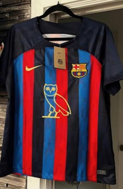 Barcelona 22/23 Home With Drake's Customization Soccer Jersey -  Zorrojersey- Professional Custom Soccer Jersey Online Store