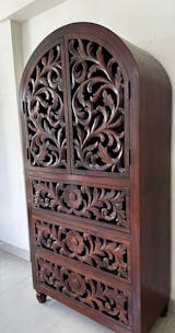 Hand Carved Wooden Temple with Drawers