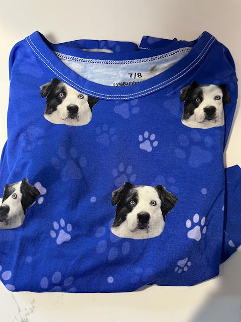 Custom Pet Face Photo Two Piece Long Sleeve Pajama Set For Christmas