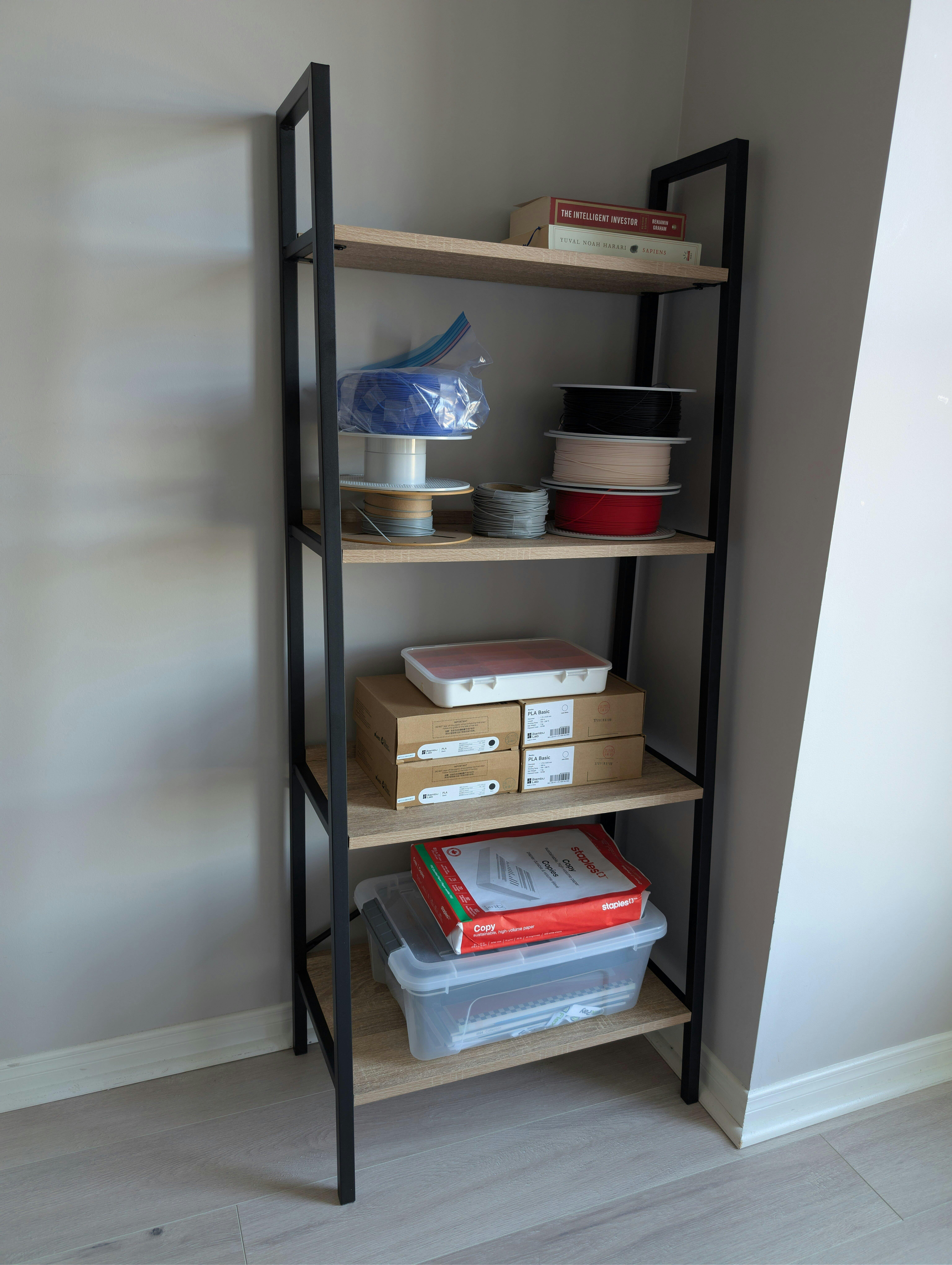 4-Tier Standing Ladder Shelf | Wood & Metal | Zynix