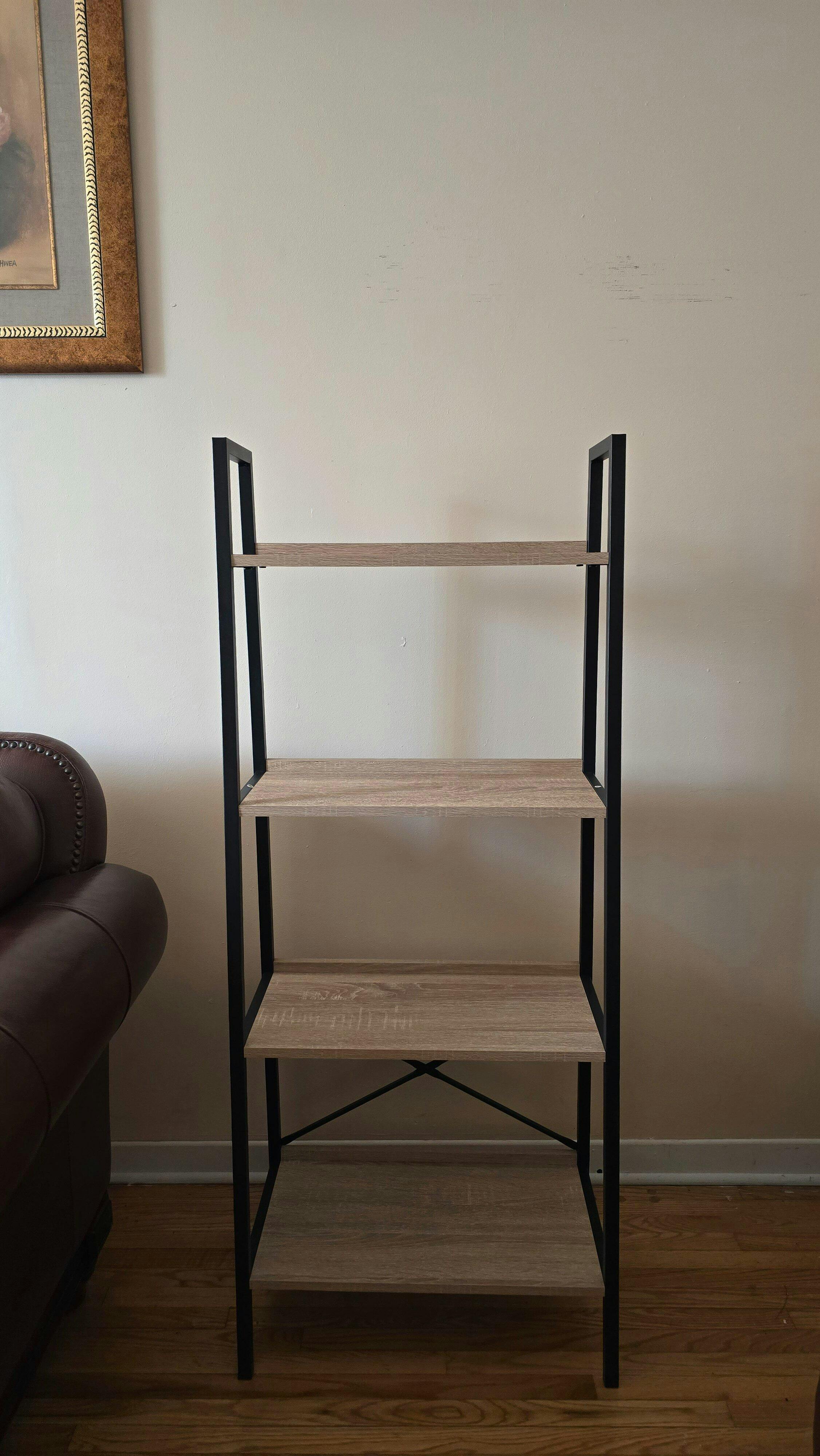 4-Tier Standing Ladder Shelf | Wood & Metal | Zynix